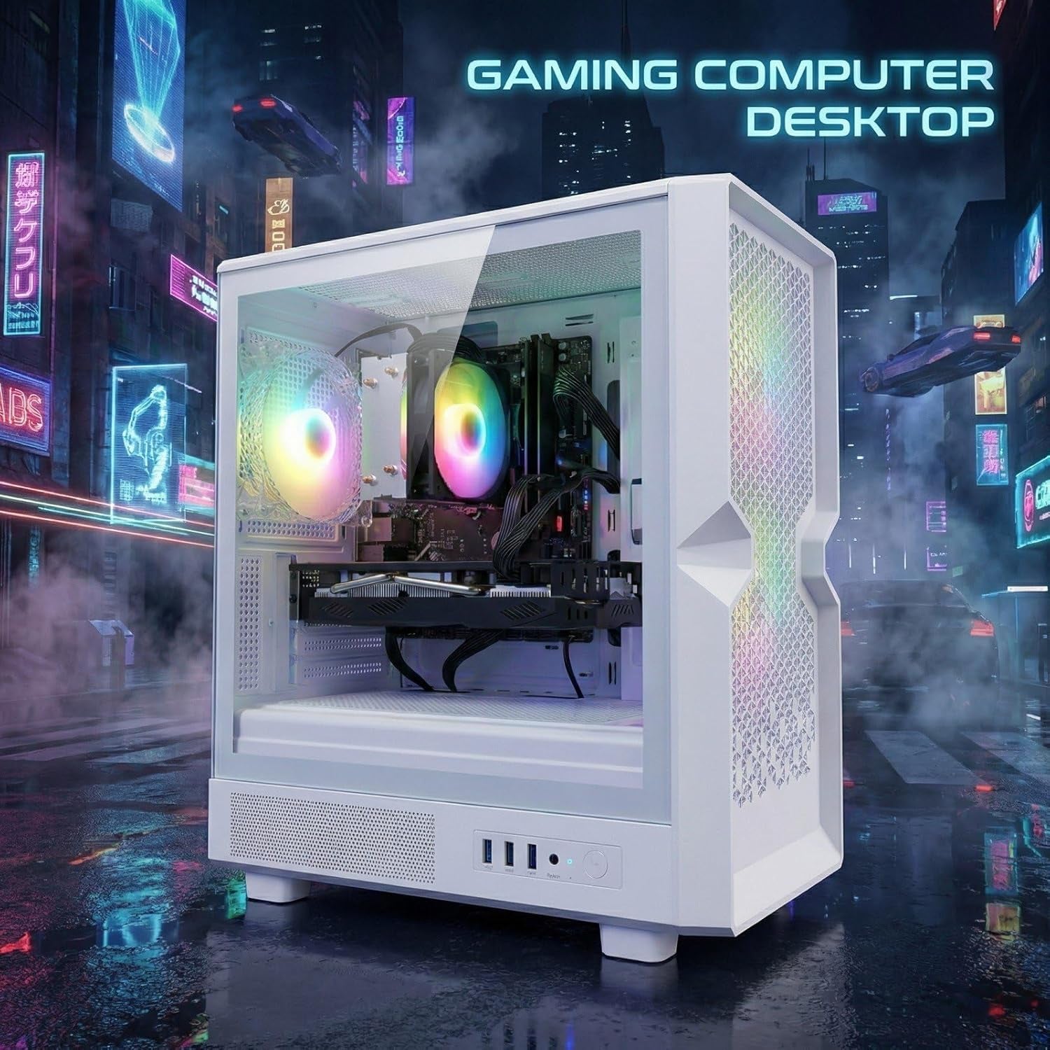 Stgaubron Gaming PC Desktop Computer, Intel Core I7 up to 3.9Ghz, Radeon RX 580 8G, 32GB RAM, 512GB SSD, Wifi 6, BT 5.0, RGB Fan X3, Windows 11 Home, White