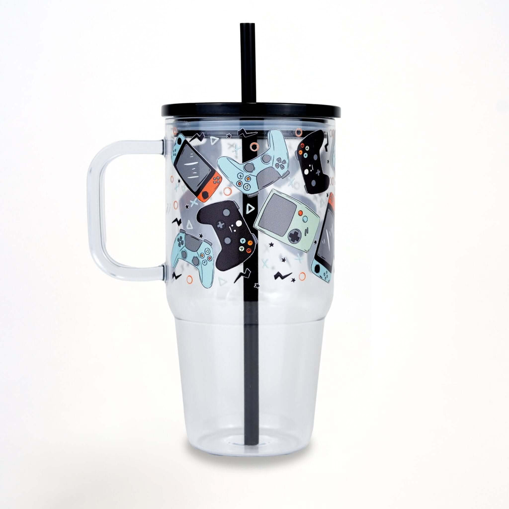 🚨SALE:  Level Up Gamer Tumbler 20oz Kids Tumbler with Handle, Lid & Straw