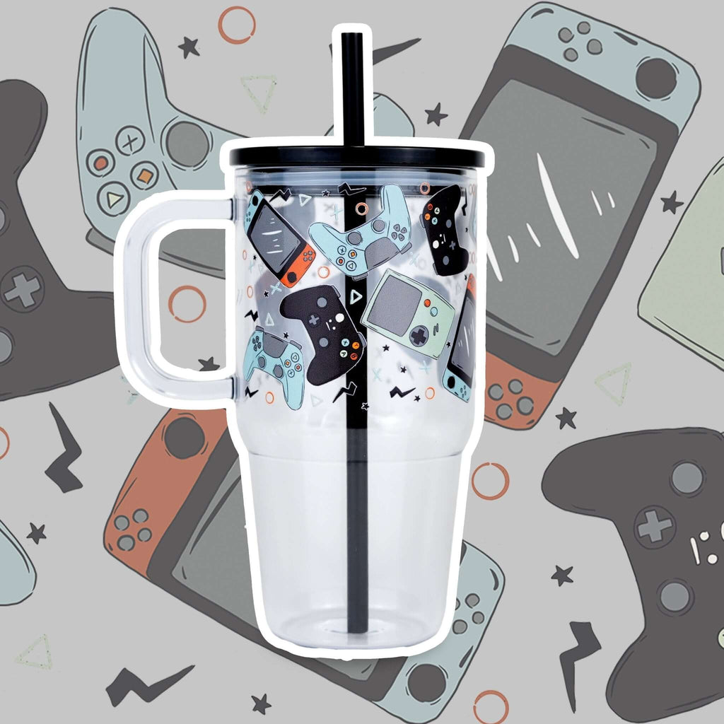 🚨SALE:  Level Up Gamer Tumbler 20oz Kids Tumbler with Handle, Lid & Straw