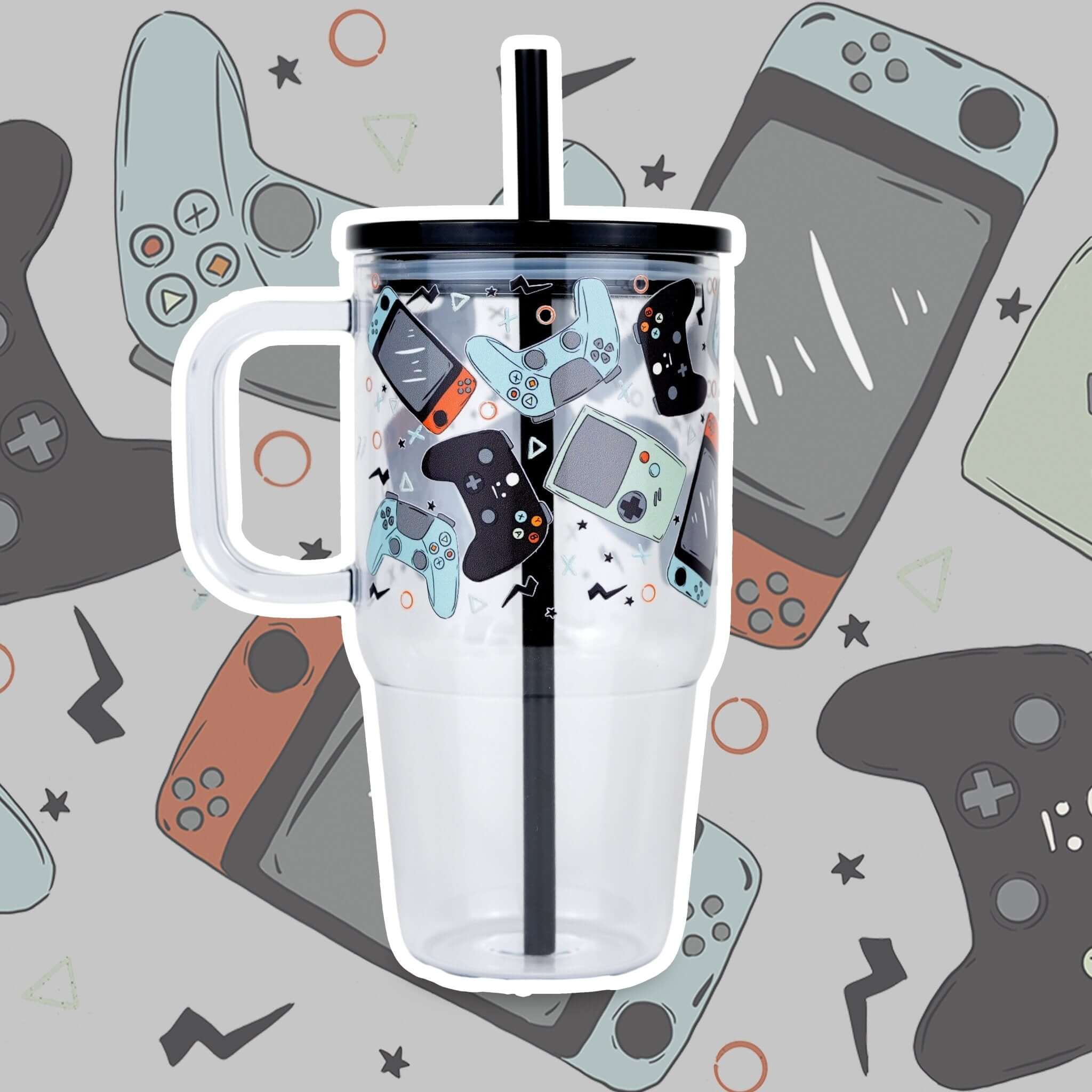 🚨SALE:  Level Up Gamer Tumbler 20oz Kids Tumbler with Handle, Lid & Straw